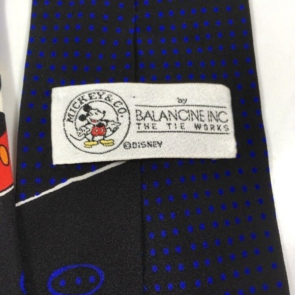 MICKEY MOUSE with DRAGONS Blue Polkadot Silk Tie - Picture 7 of 8